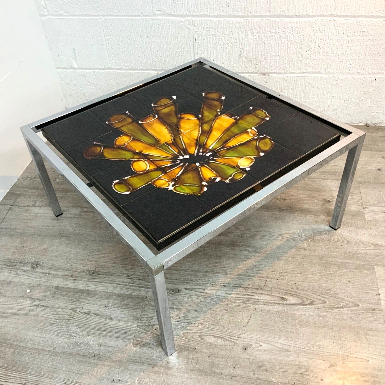 Vintage Belgian 70’s Tiled Coffee Table Designed By Juliette Belarti For Adri photo for sale
