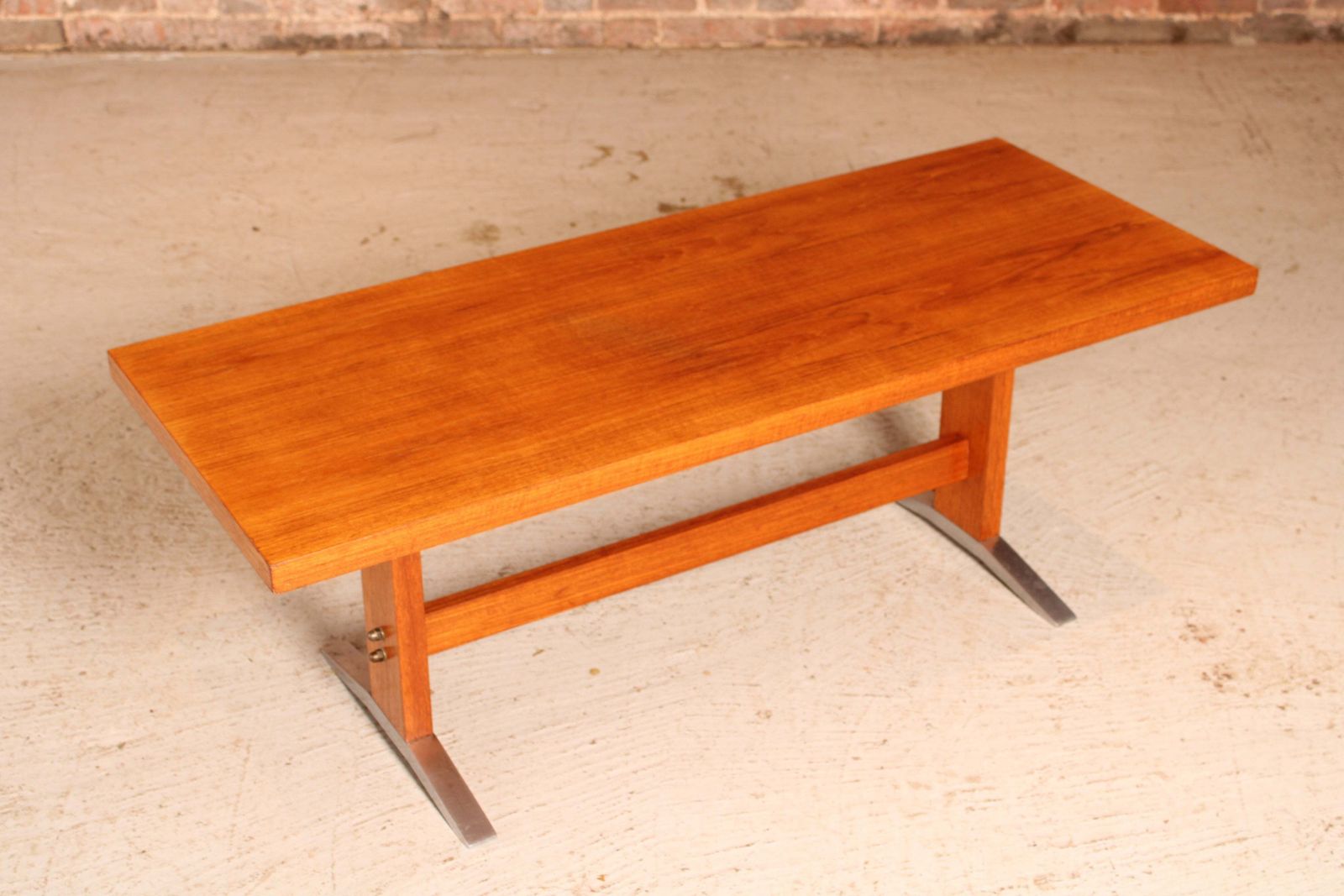 German Mid Century Teak Coffee Table With Cast Aluminium Legs, Circa 1960s photo vintage