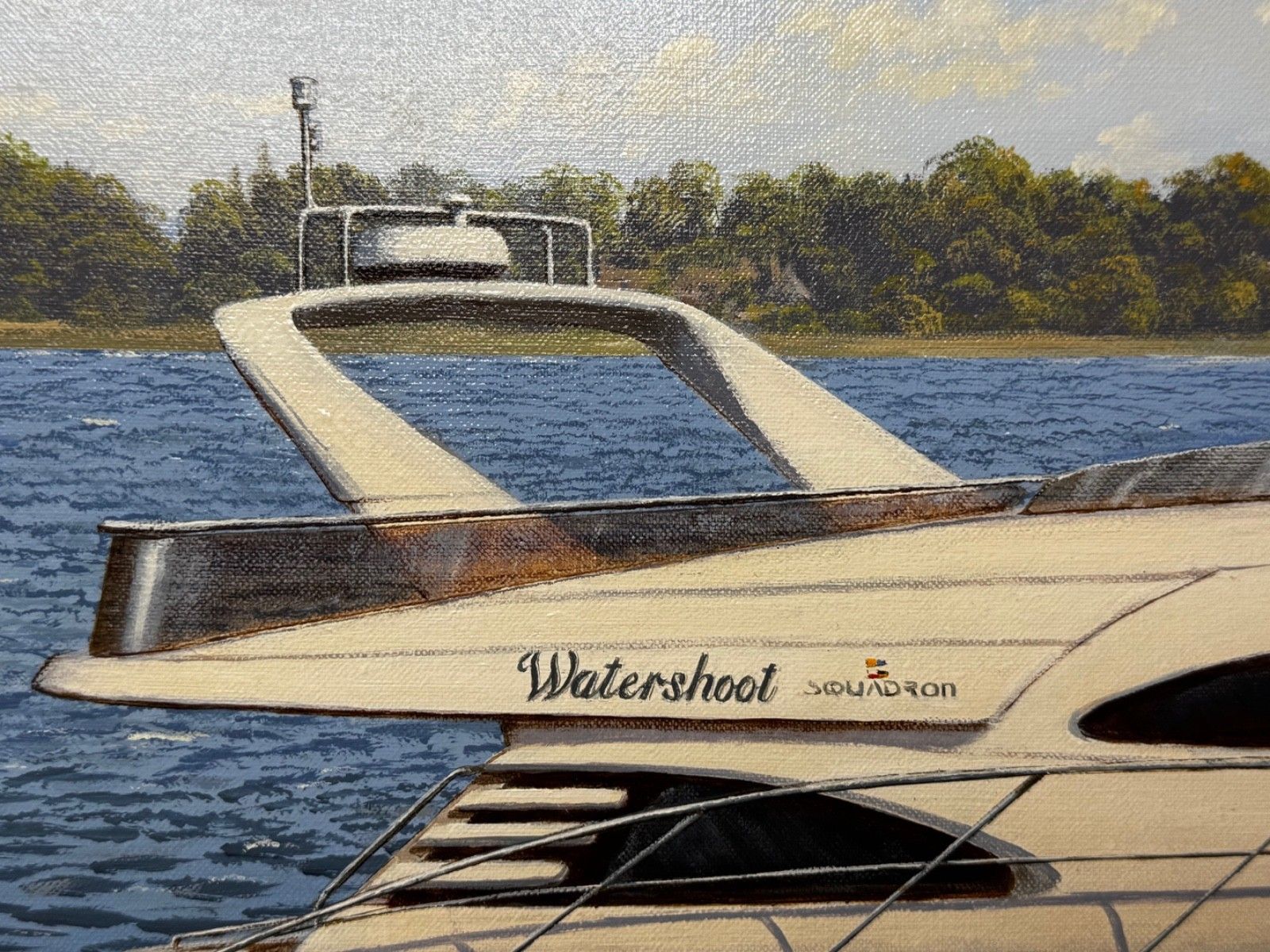 4950.0 Oil Painting Lake Windermere Ascendancy — Fairline Squadron 50 Yacht By Edward Hersey photo