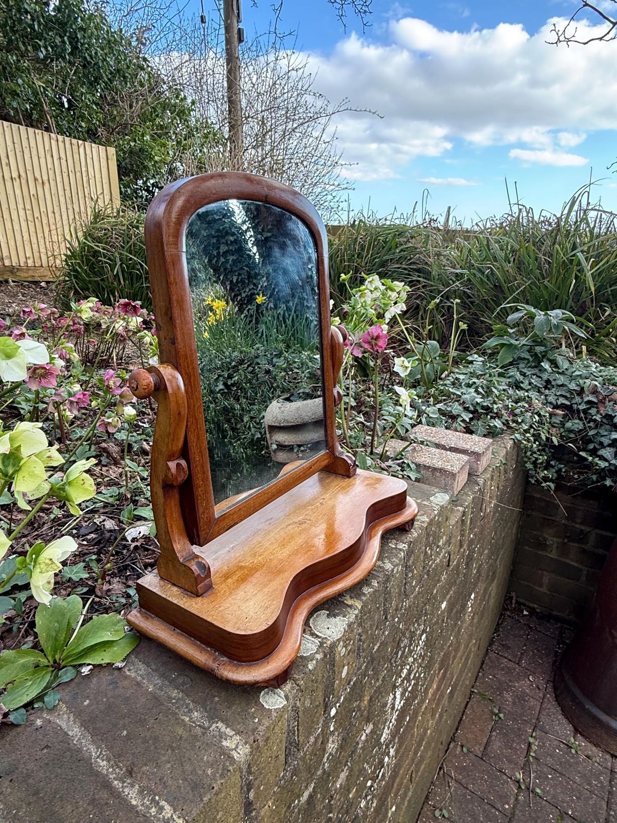 Antique Edwardian Solid Wood Dressing Table Swing Mirror Circa 1910 photo for sale