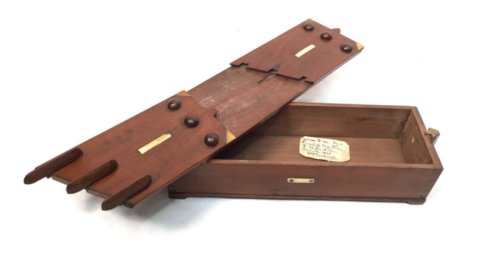 189.0 Antique Wooden 19th Century Secret Puzzle Box / Money Storage Chest C.1895 photo
