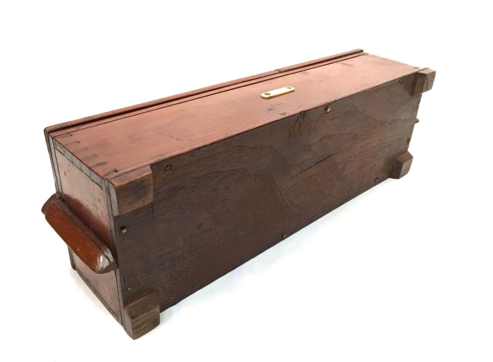 photo vintage Antique Wooden 19th Century Secret Puzzle Box / Money Storage Chest C.1895