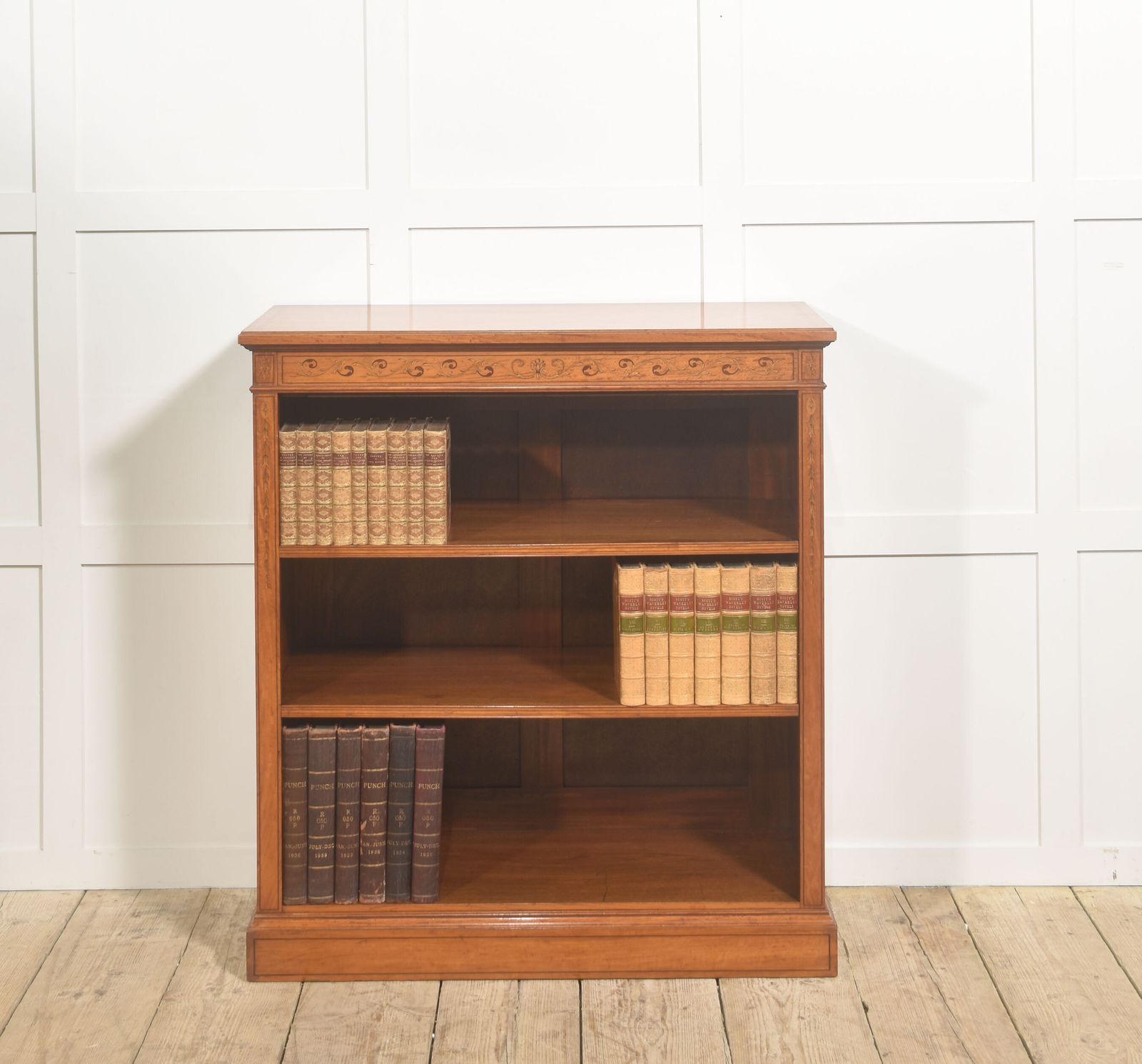 Satinwood Open Bookcase With Inlaid Frieze photo Furniture