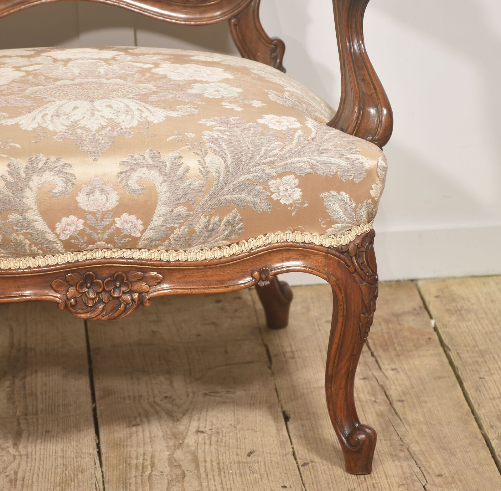 Pair Of French Louis XV Style Carved Walnut Armchairs photo vintage