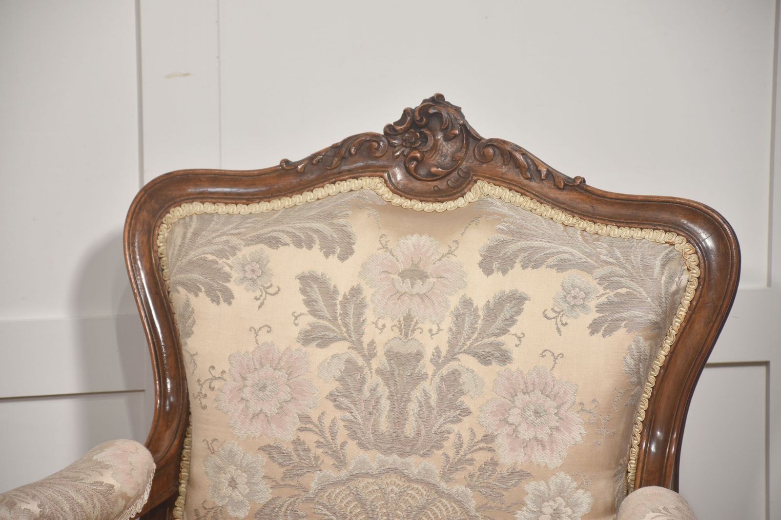 photo for sale Pair Of French Louis XV Style Carved Walnut Armchairs