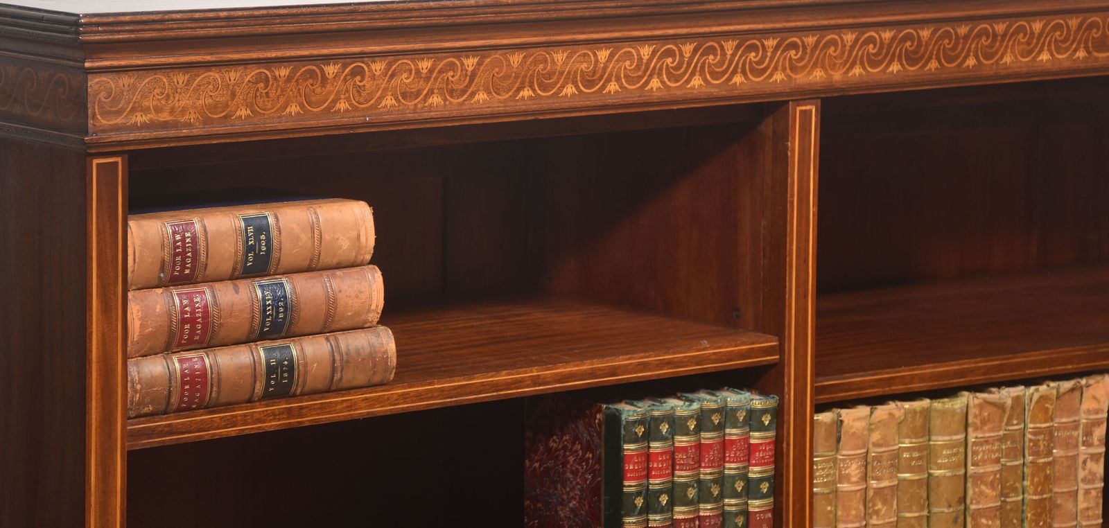 Late 19th Century Inlaid Mahogany Open Bookcase photo vintage