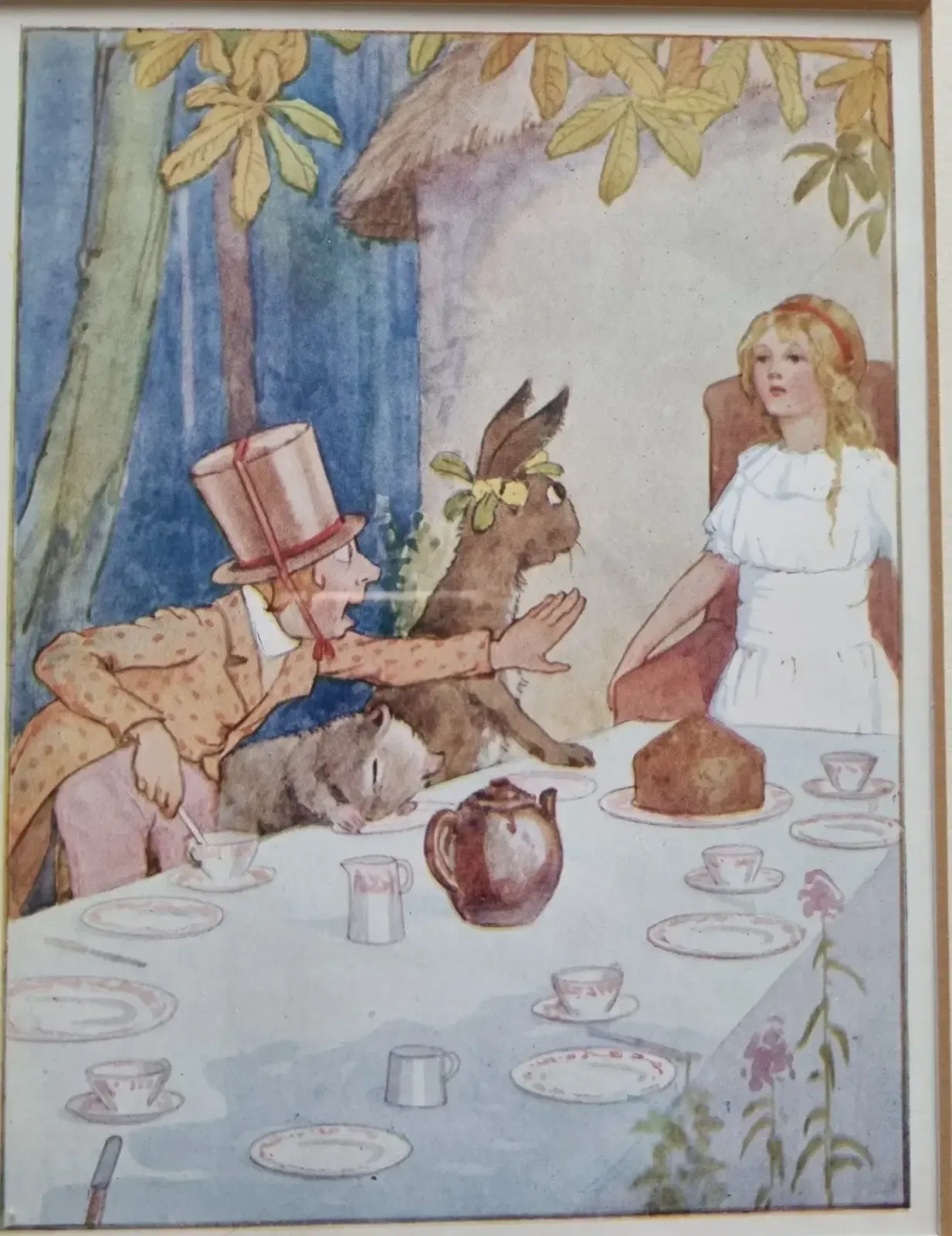 Set Of 5 Margaret Tarrant Alice In Wonderland Prints Professionally Framed photo for sale