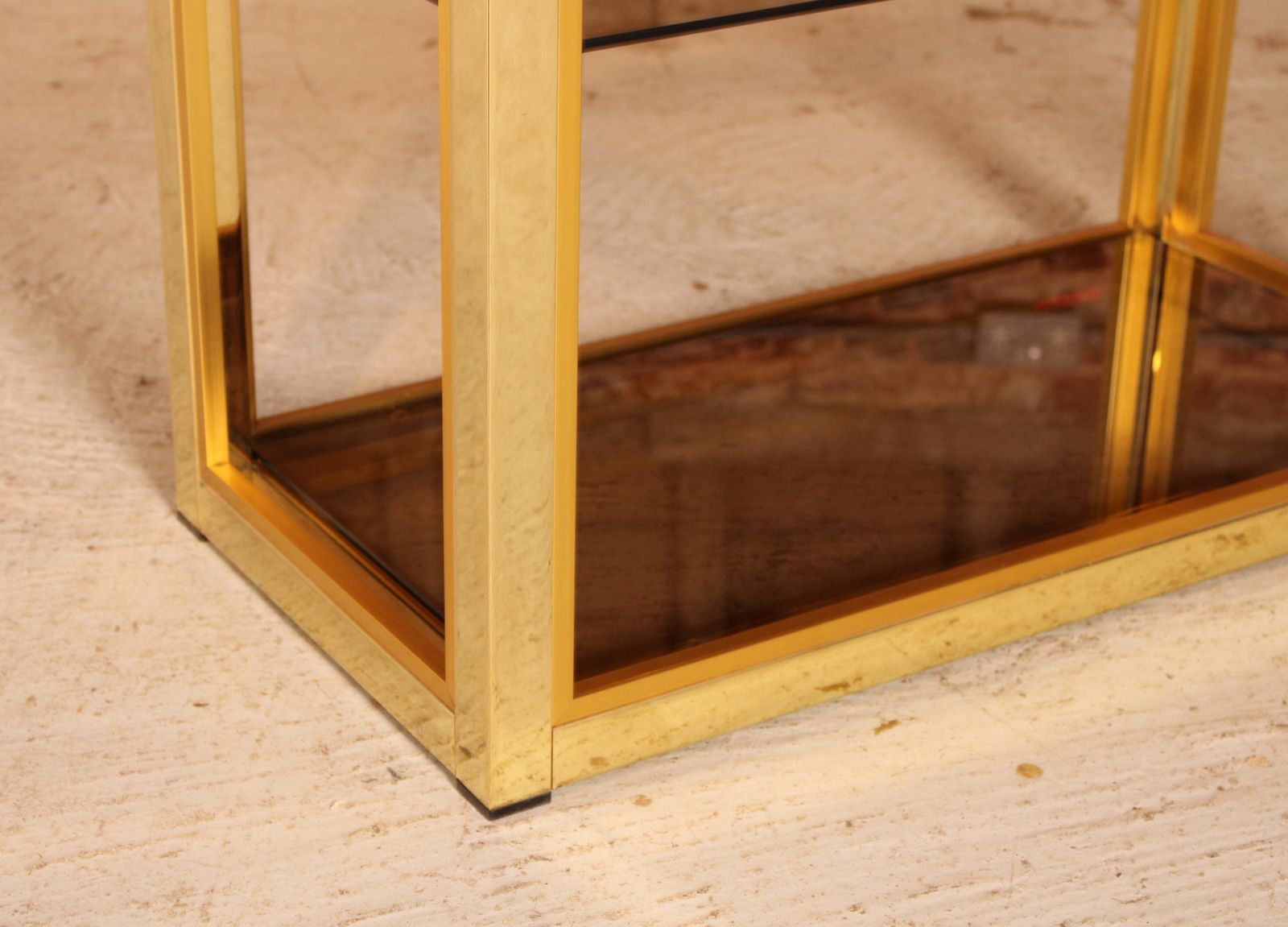 Italian Hollywood Regency Brass And Smoked Glass Etagere / Shelving Unit By Renato Zevi For Romeo Rega, Circa 1970s photo 750.0