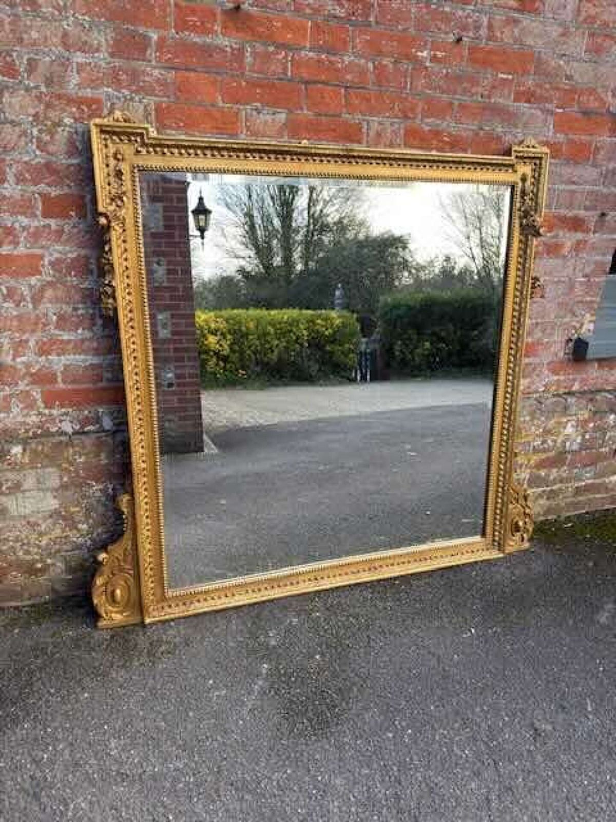 A Fabulous Large Antique English 19th C Shaped Top Gilt Overmantle Mirror. photo vinterior