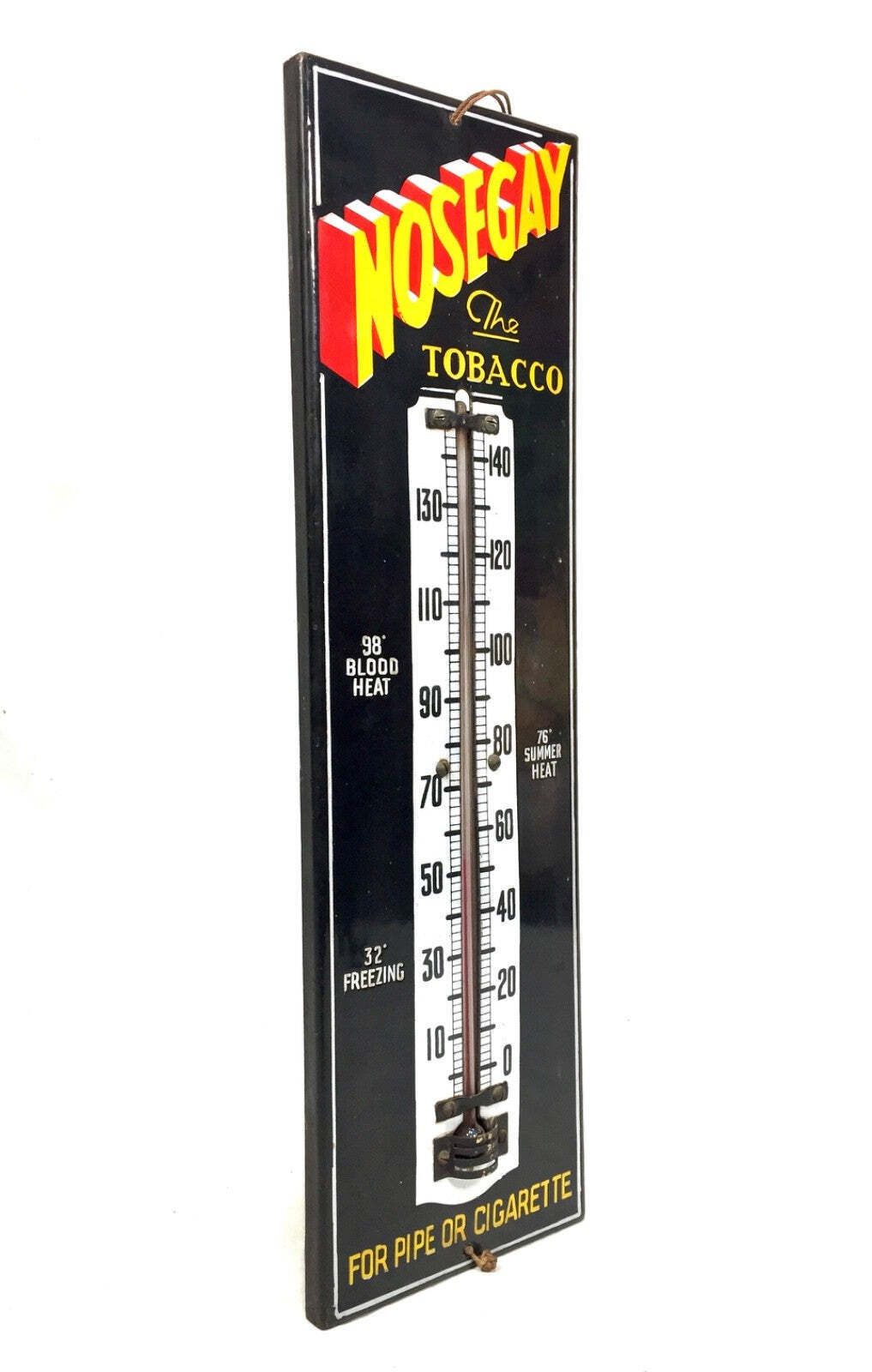 Antique Advertising Nosegay Tobacco Wall Hanging Thermometer Plaque Enamel Sign