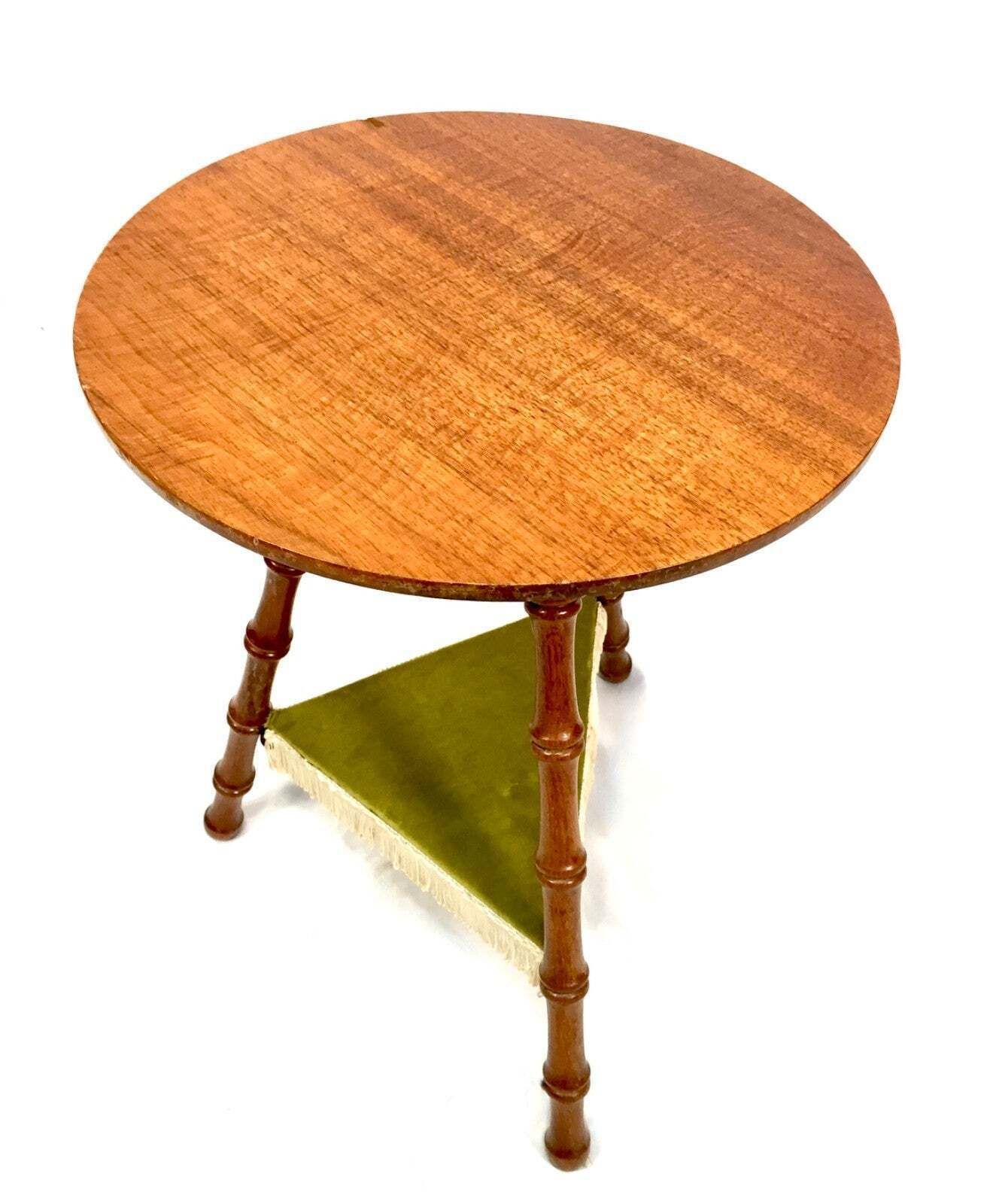 Antique Wooden Gypsy Table / Tripod Plant Stand Bamboo Style Turned Legs C.1910 photo furniture