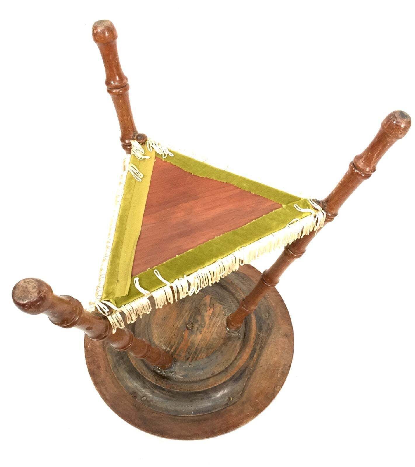 photo furniture Antique Wooden Gypsy Table / Tripod Plant Stand Bamboo Style Turned Legs C.1910