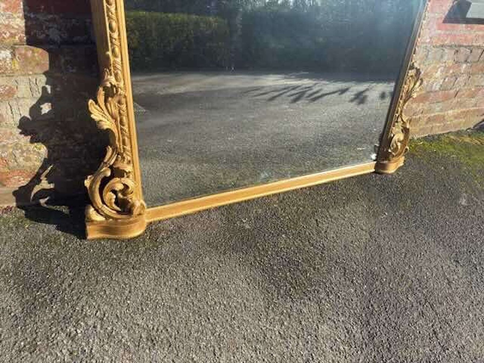 A Stunning Large Antique English 19th C Arched Top Gilt Overmantle Mirror. photo vinterior