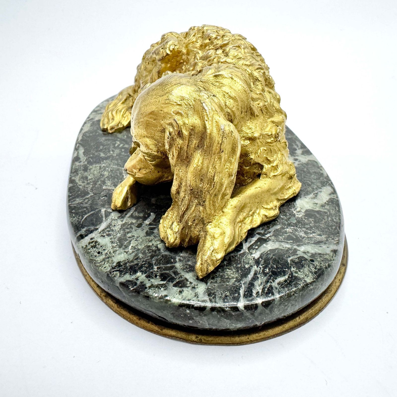 Antique Victorian Massive Bronze Marble Paperweight. Cocker Spaniel Dog. Prob. France. photo furniture