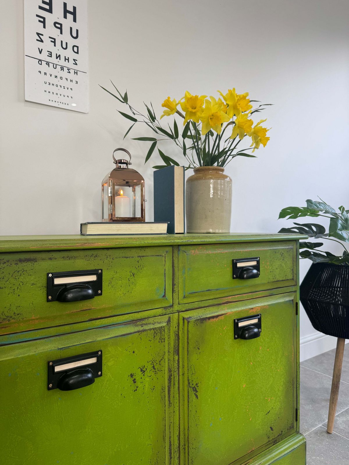 Vintage Industrial Style Colourful Green Stag Sideboard photo for sale