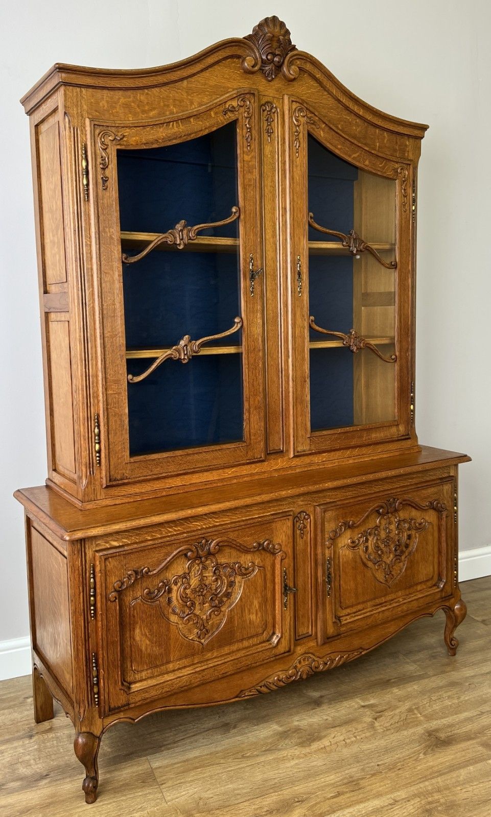 Bookcase Vintage French Louis XIV Style Oak Display Cabinet Sideboard Lot 4890