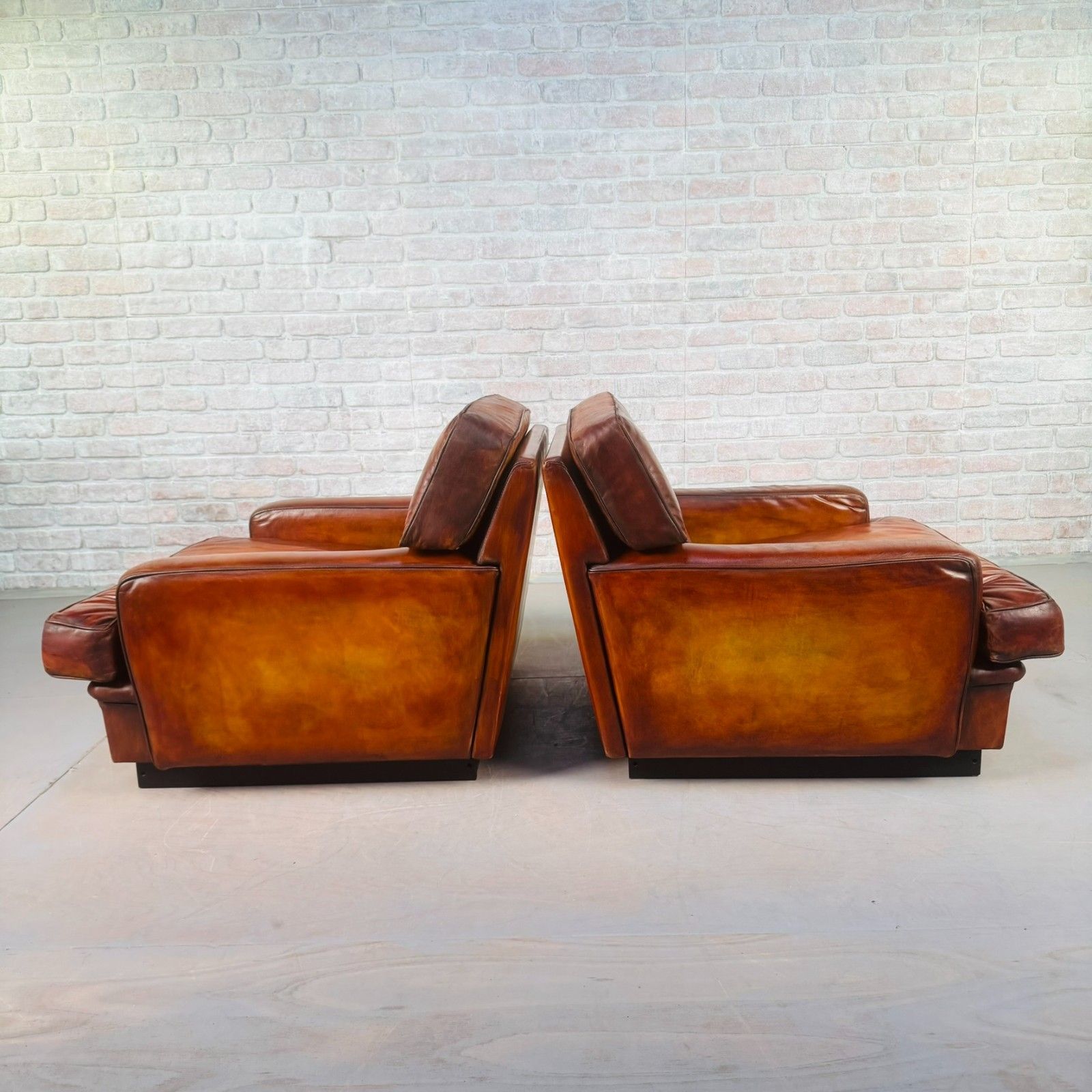Pair Of Arne Norell Swedish Tan Leather Lounge Chairs photo buy