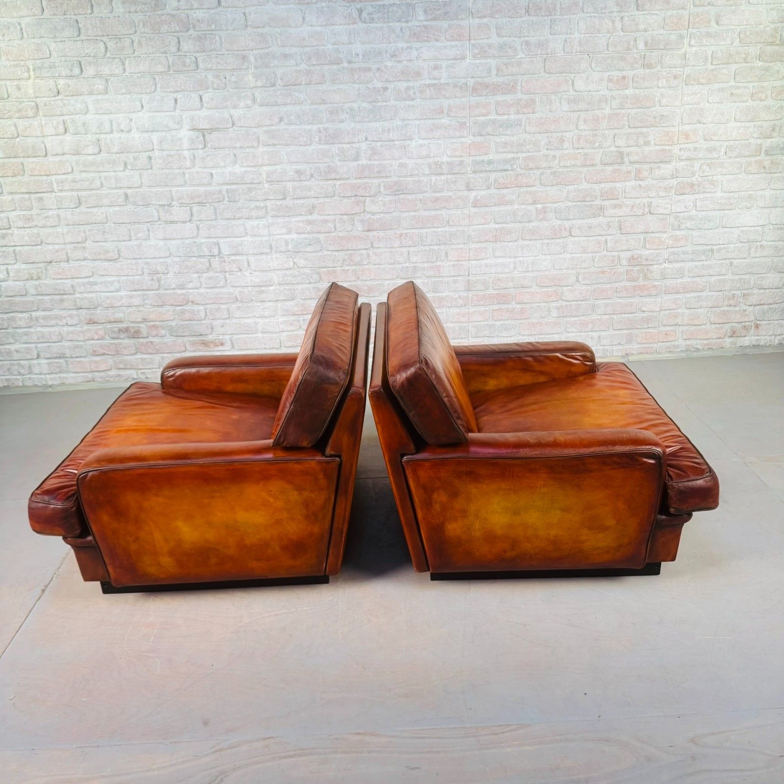 Pair Of Arne Norell Swedish Tan Leather Lounge Chairs photo vintage