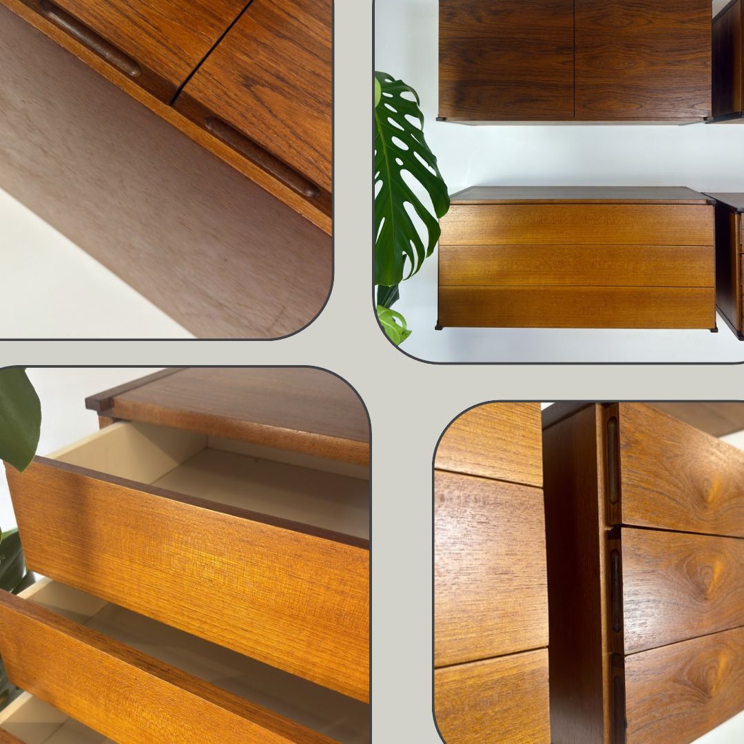 Set Of 4 Mid Century Teak Floating Wall Cabinets By Beaver & Tapley photo buy