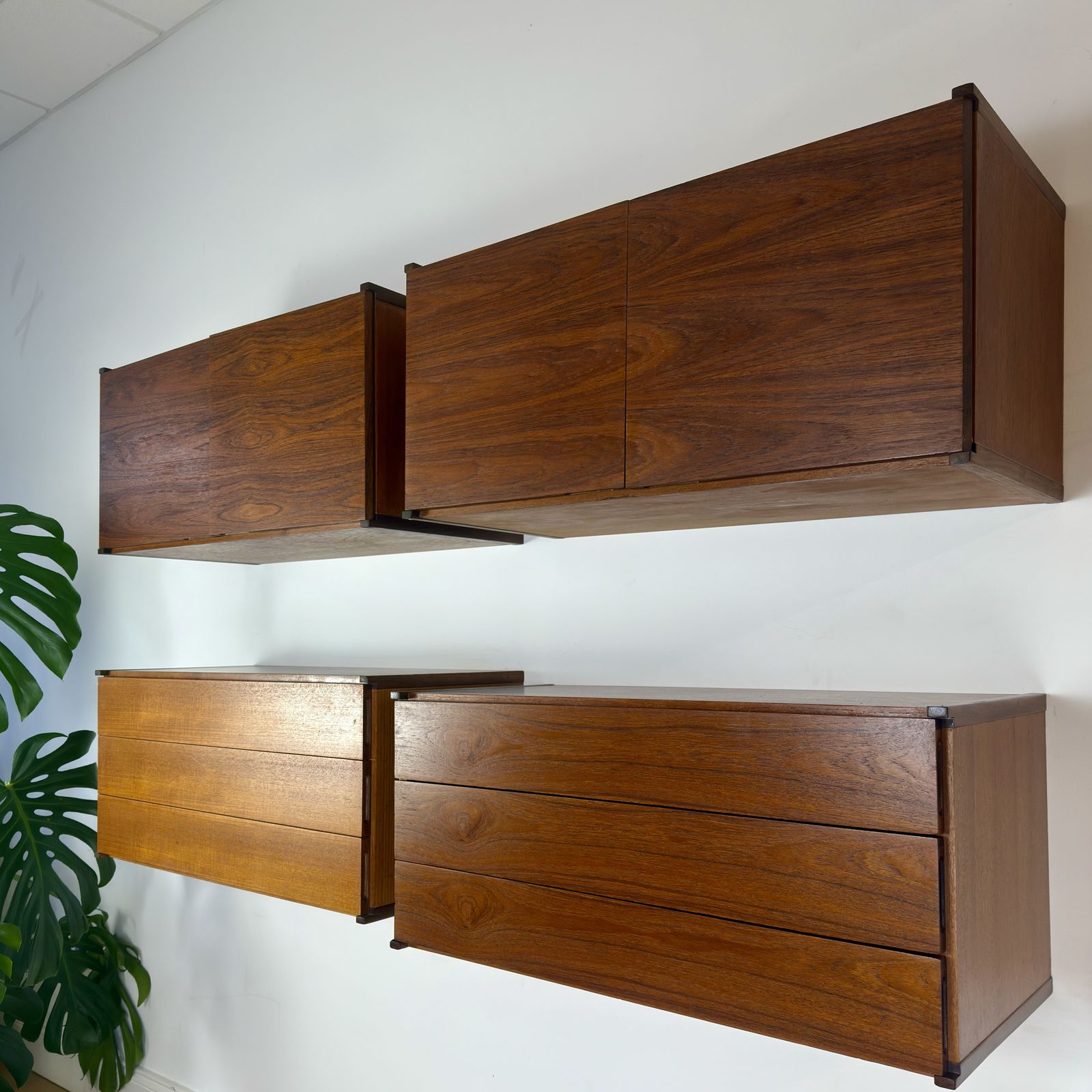 photo for sale Set Of 4 Mid Century Teak Floating Wall Cabinets By Beaver & Tapley