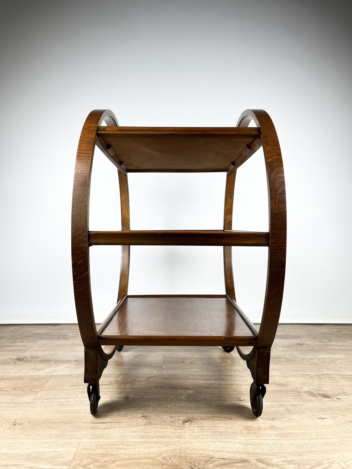 photo furniture Geometric Art Deco Serving Trolley In Oak, English 1930s