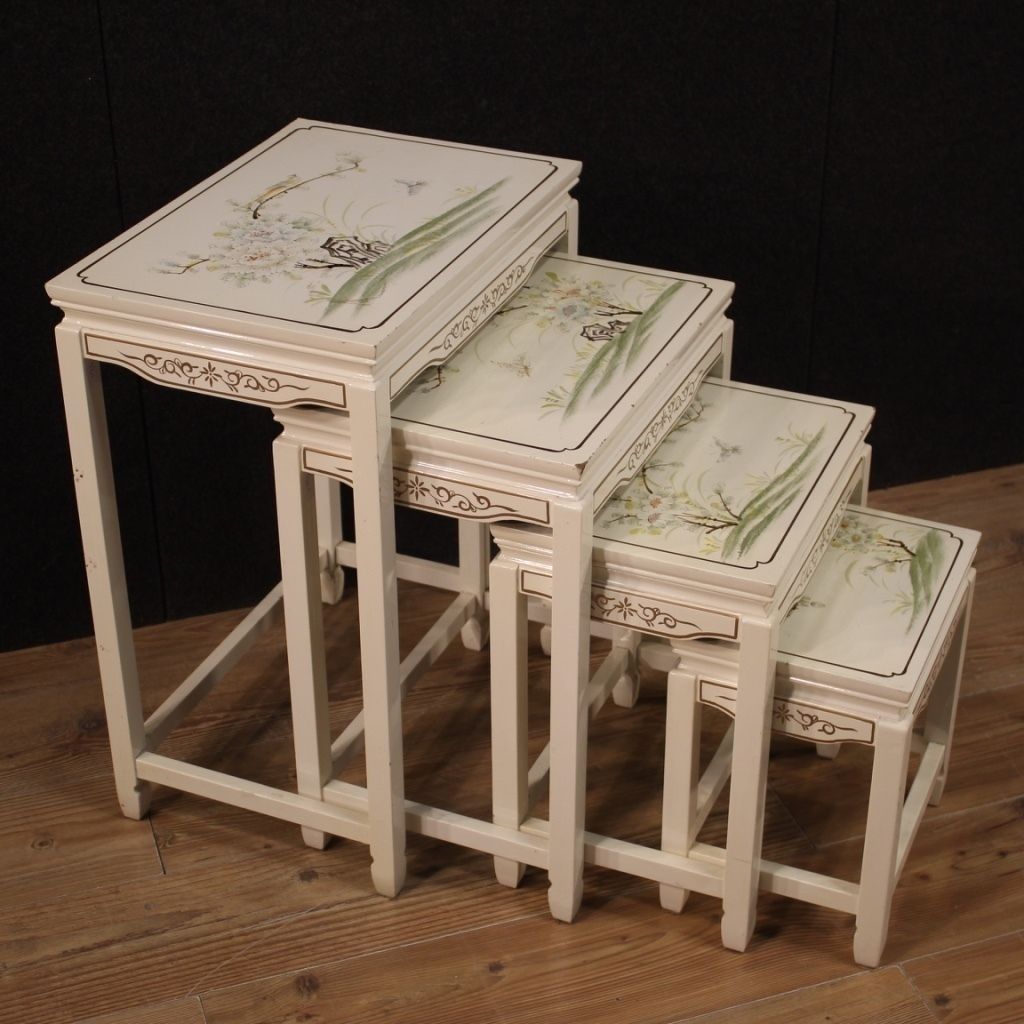 Four French Lacquered And Painted Coffee Tables