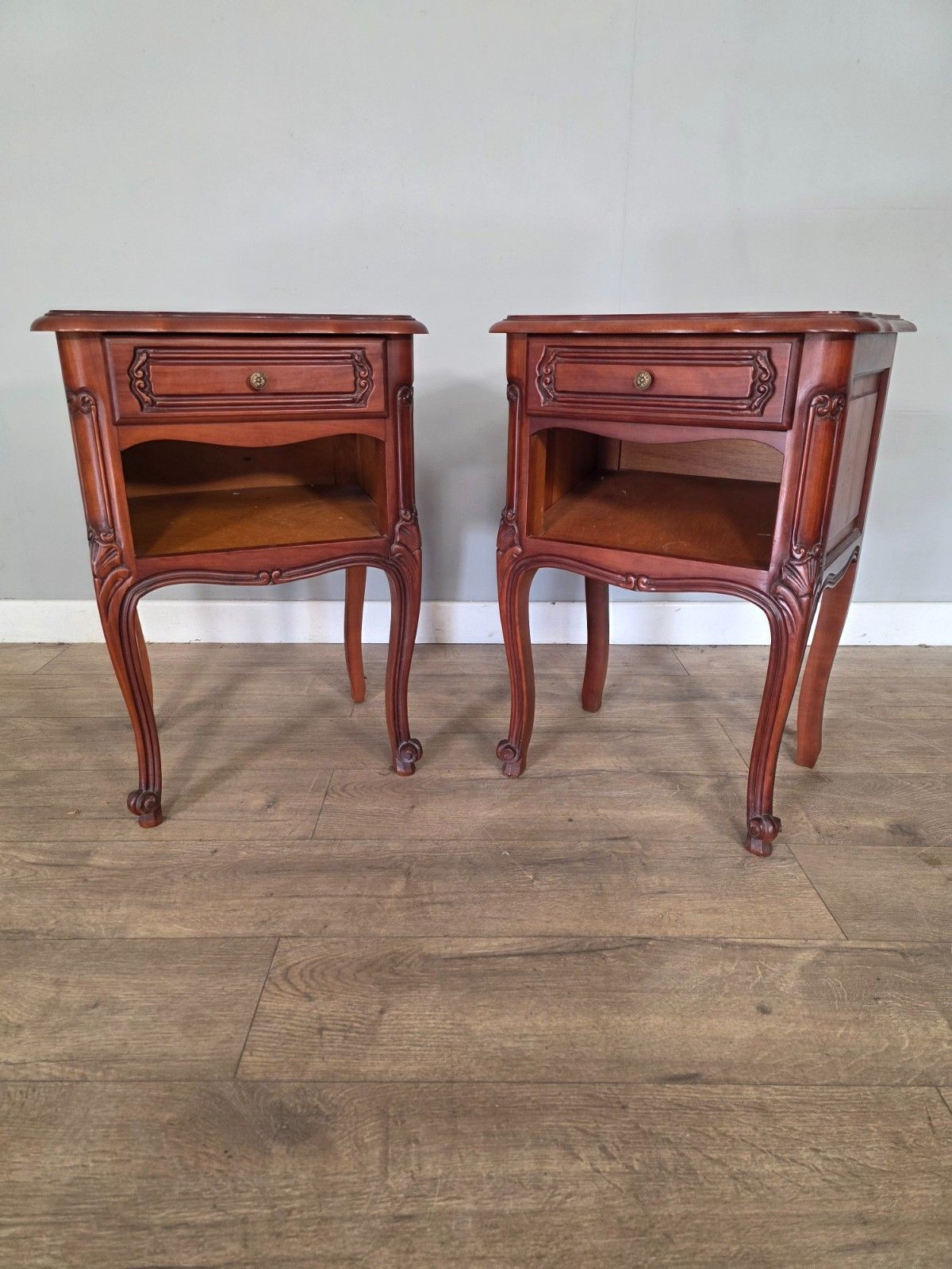 Pair Of Antique French Louis XV Style Bedside Cabinets 1960s photo furniture