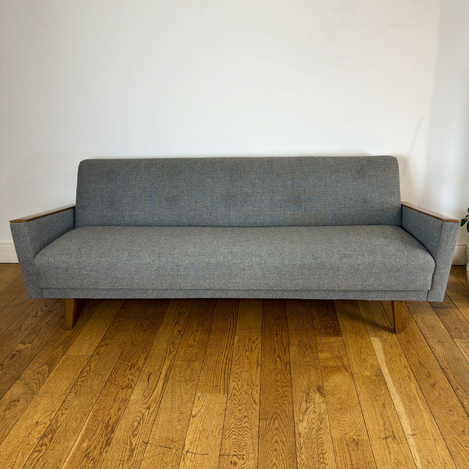 Mid Century Fold Out Daybed In Grey Fabric