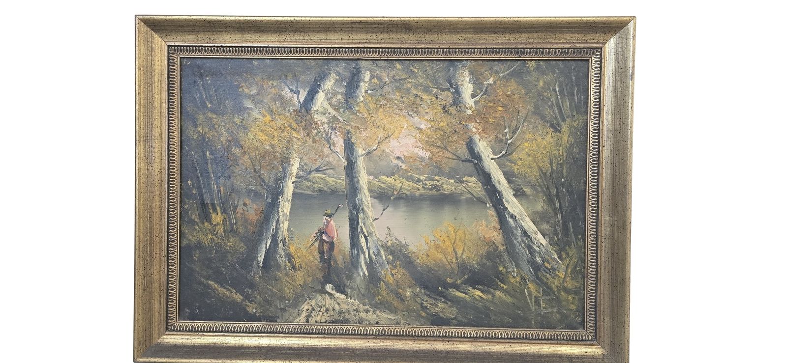 photo furniture Dipinto D’atmosfera "Paesaggio Autunnale" – Vintage Anni '70 Con Cornice Dorata