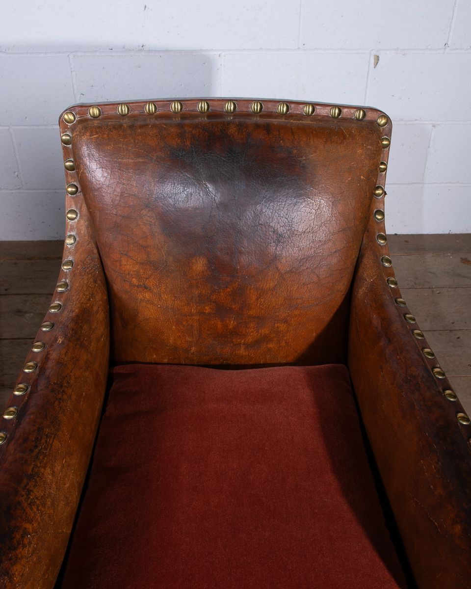 2750.0 Pair Of Art Deco Leather Club Armchairs photo