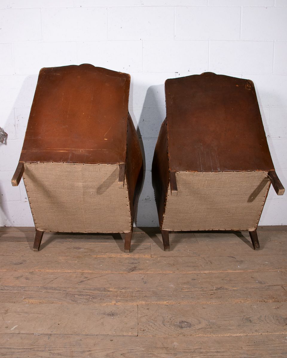 Pair Of Leather Club Armchairs photo for sale