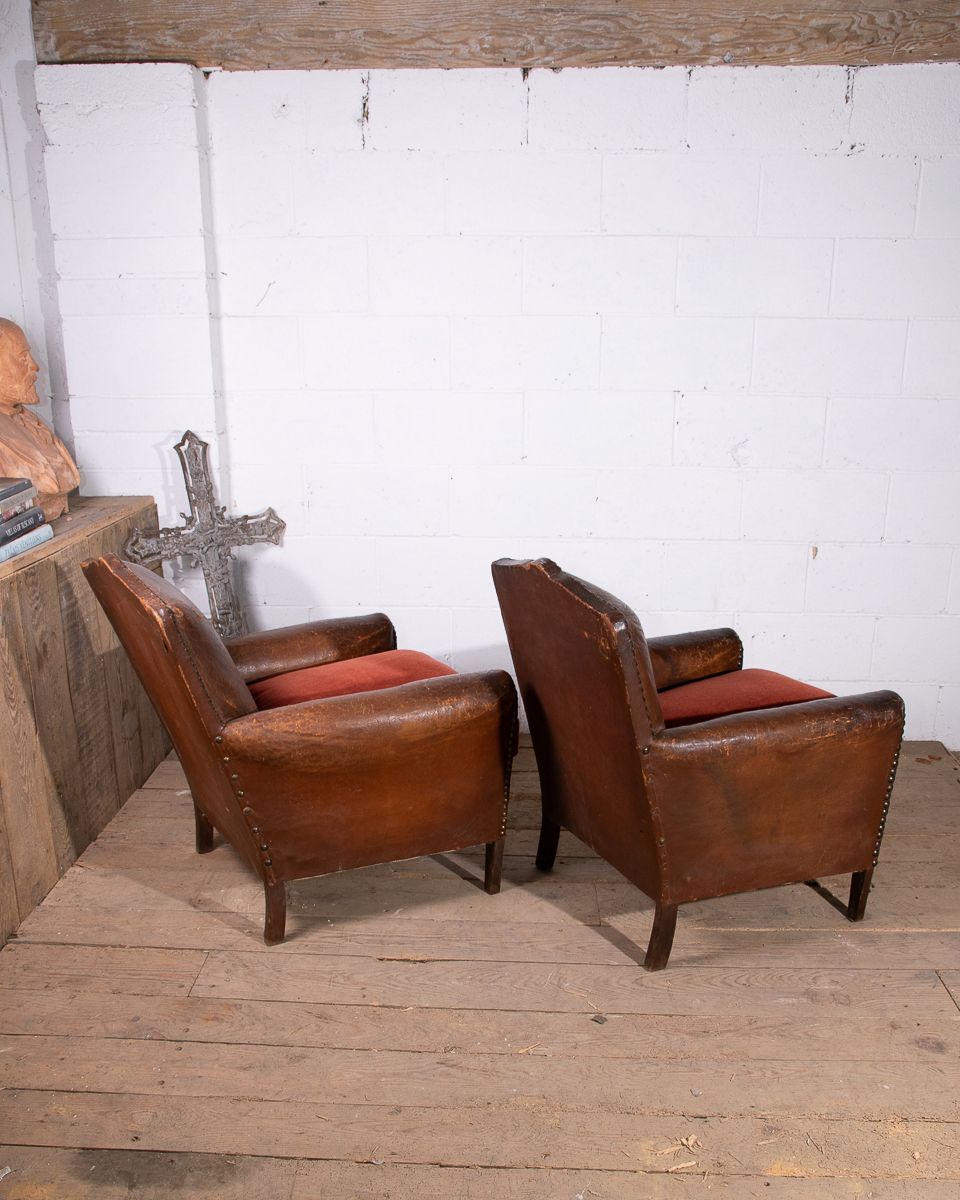 Pair Of Leather Club Armchairs photo buy