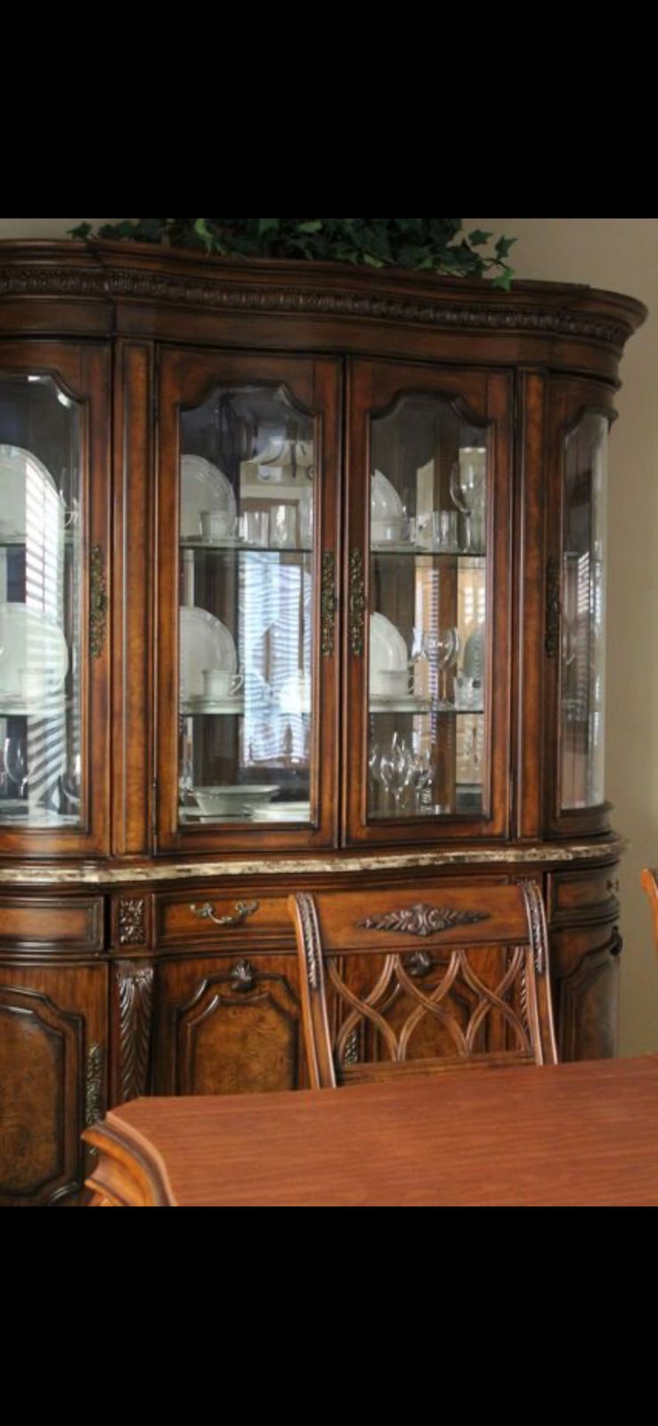 Stanley USA Furniture China Hutch With Marble Top – Excellent Condition photo furniture