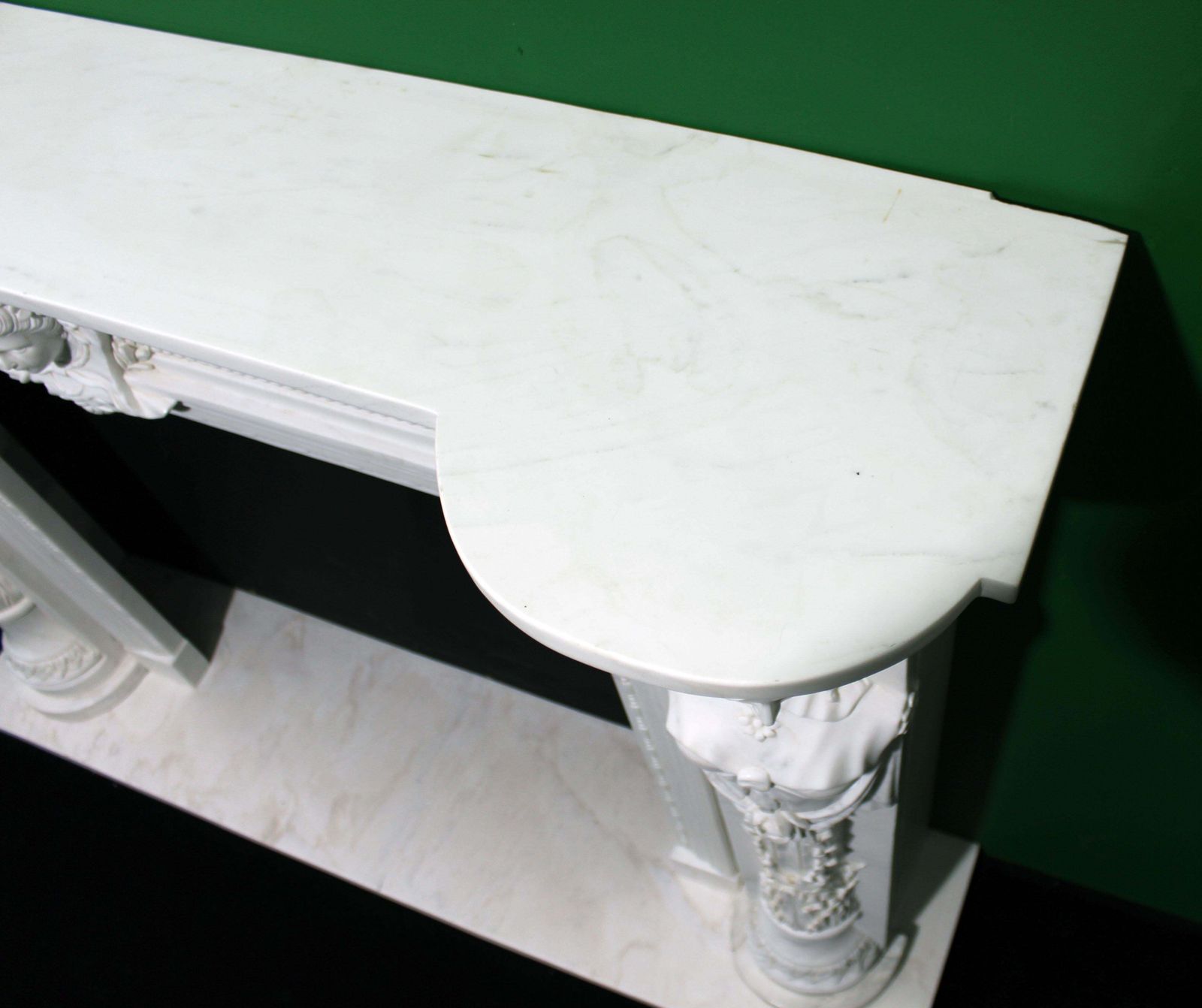 6916.0 Fine Louis XVI Style Carved White Marble Fireplace Surround With Caryatid Figure photo