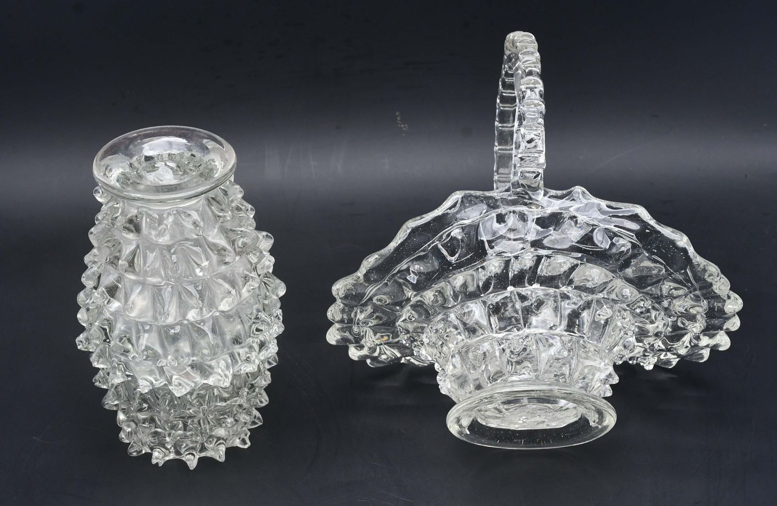 photo for sale Set Of 2 Ercole Barovier Rostrato Murano Italian Glass Vase For Barovier & Toso