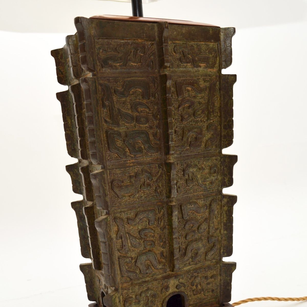 Large Antique Oriental Bronze Table Lamp photo buy