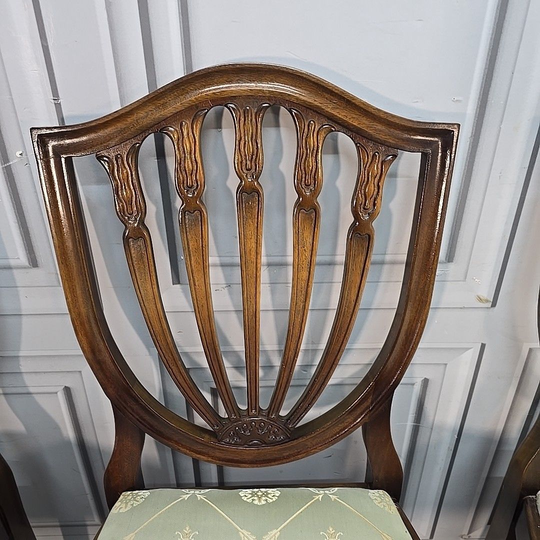 Antique Mahogany Dining Chairs Upholstered Georgian Style Shield Back Seats photo 270.0