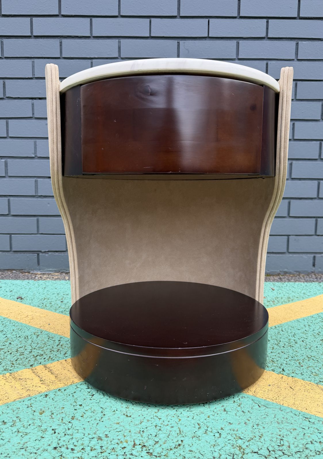 Stunning Contemporary Marble Top & Leather Round Side / End / Bedside Table, – Superb Condition, Rrp £1,500 photo for sale