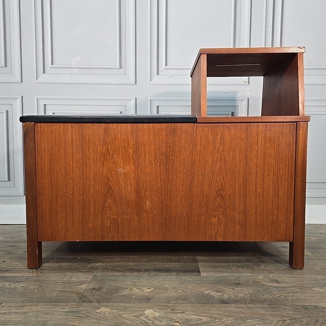 photo for sale Mid Century Telephone Table Vintage Hall Bench Storage Seat Teak Effect Retro
