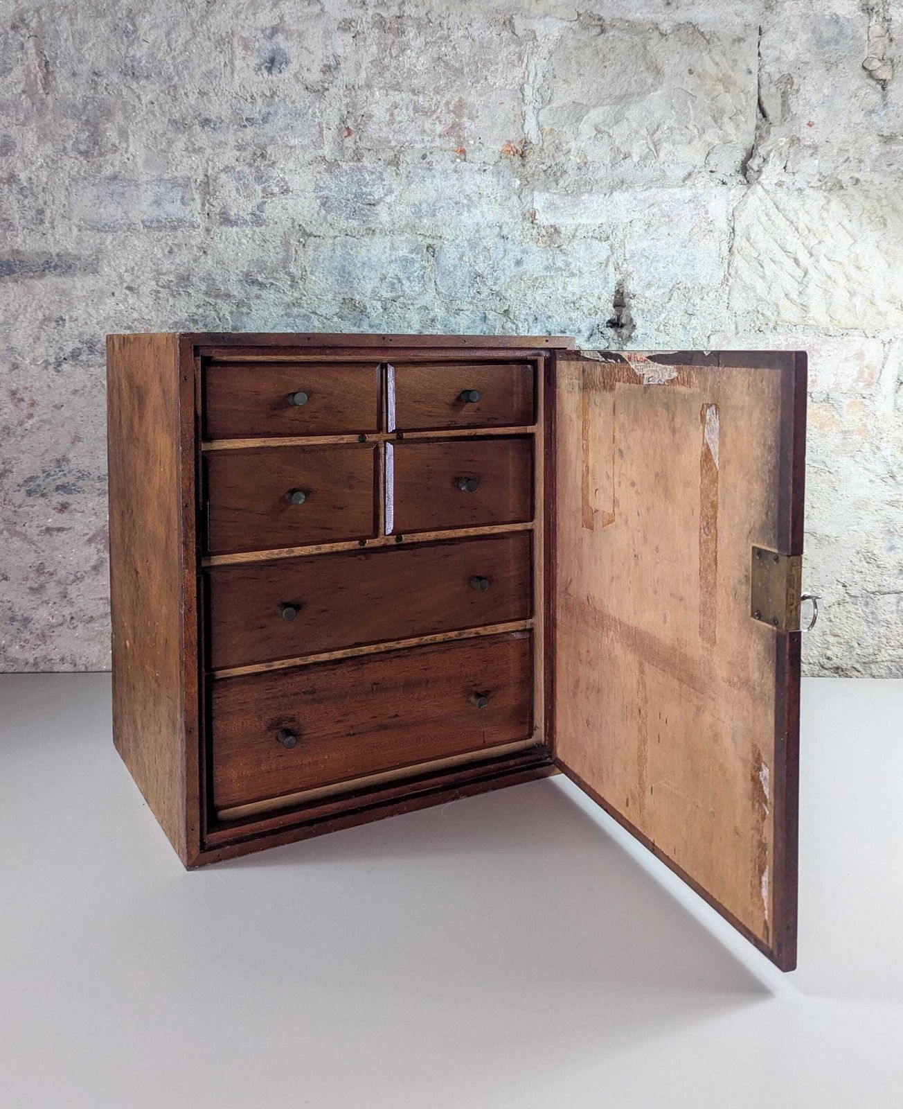 Vintage Wooden Cabinet With Drawers And Working Lock