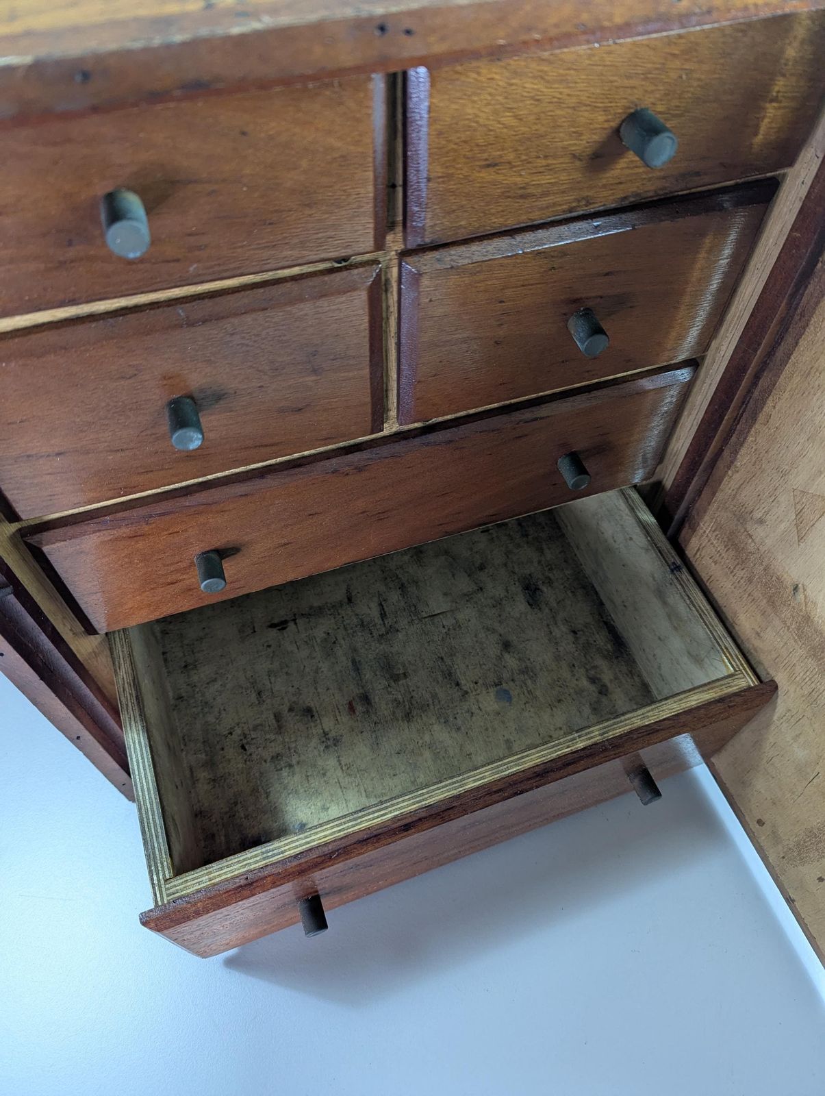 Vintage Wooden Cabinet With Drawers And Working Lock photo vinterior