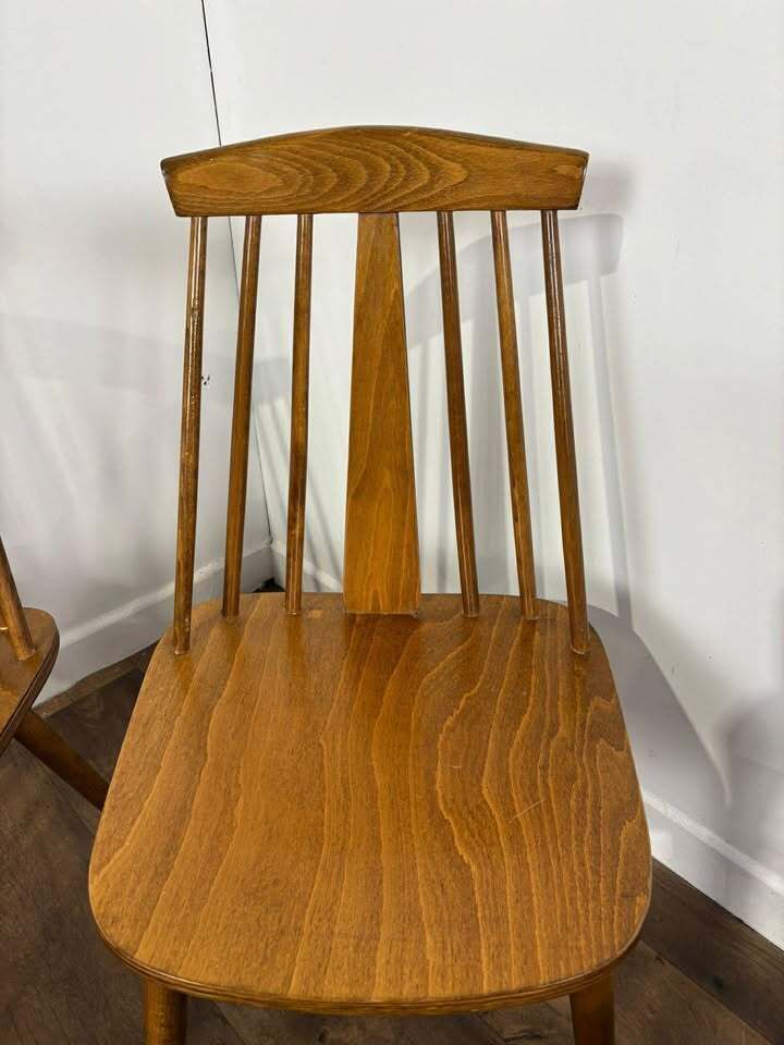 Set Of Four Rodanski Mid Century Danish Style Stick Back Dining Chairs photo 429.0
