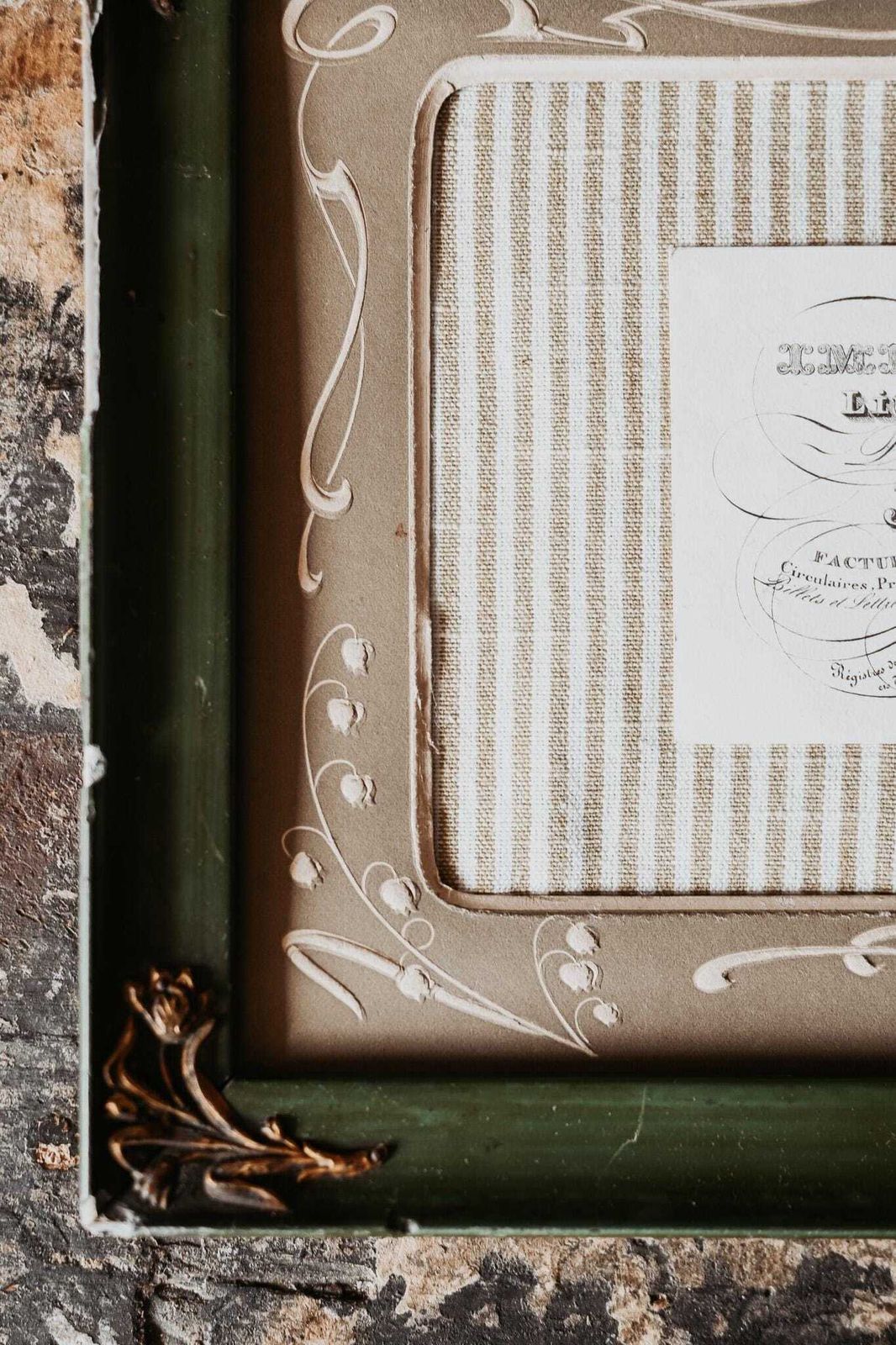 Framed 1878 Lithographic Business Card   J. Cluis Paris Printer With Art Nouveau Matting photo Art