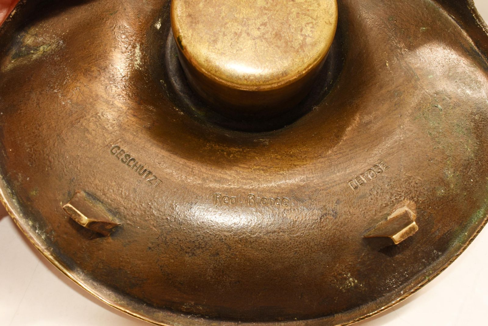 Art Nouveau Original Bronze Inkwell Dip Pen Office Accessory photo buy