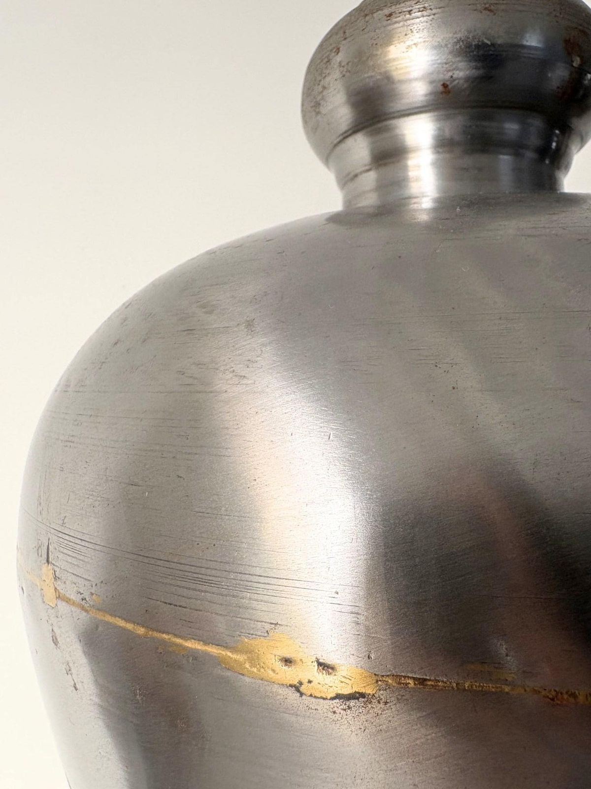 Large Vintage Mixed Metal Table Lamp, French 20th Century photo buy