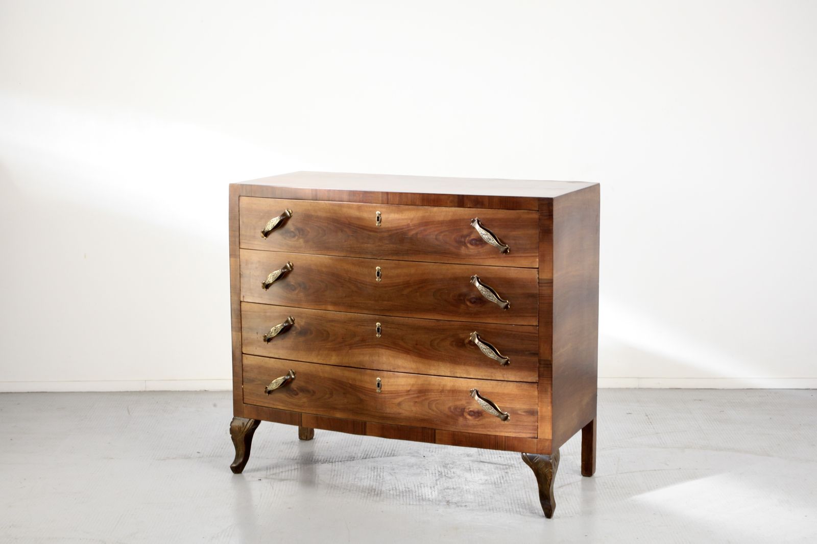 Art Deco Italian Chest Of Drawers In Walnut, 1930s.