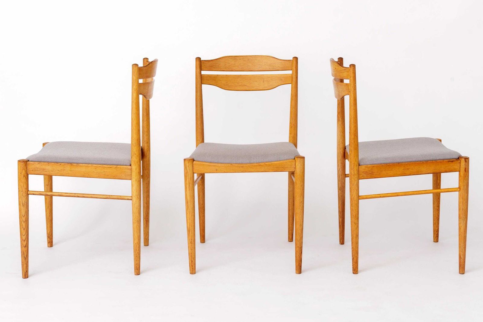 Set Of 6 Vintage Dining Chairs 1970s, Beechwood & Teak Chairs, Mid Century Wooden Dining Chairs, Newly Upholstered photo for sale