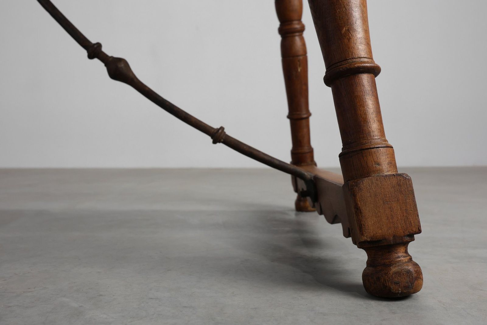 photo for sale Antique Spanish Walnut Trestle Table With Iron Stretcher, 1700s