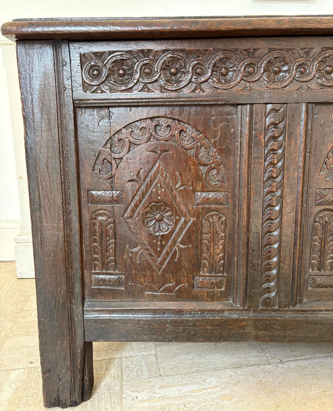 Late 17th Century English Joined Oak Coffer (C.1680–1700) photo for sale