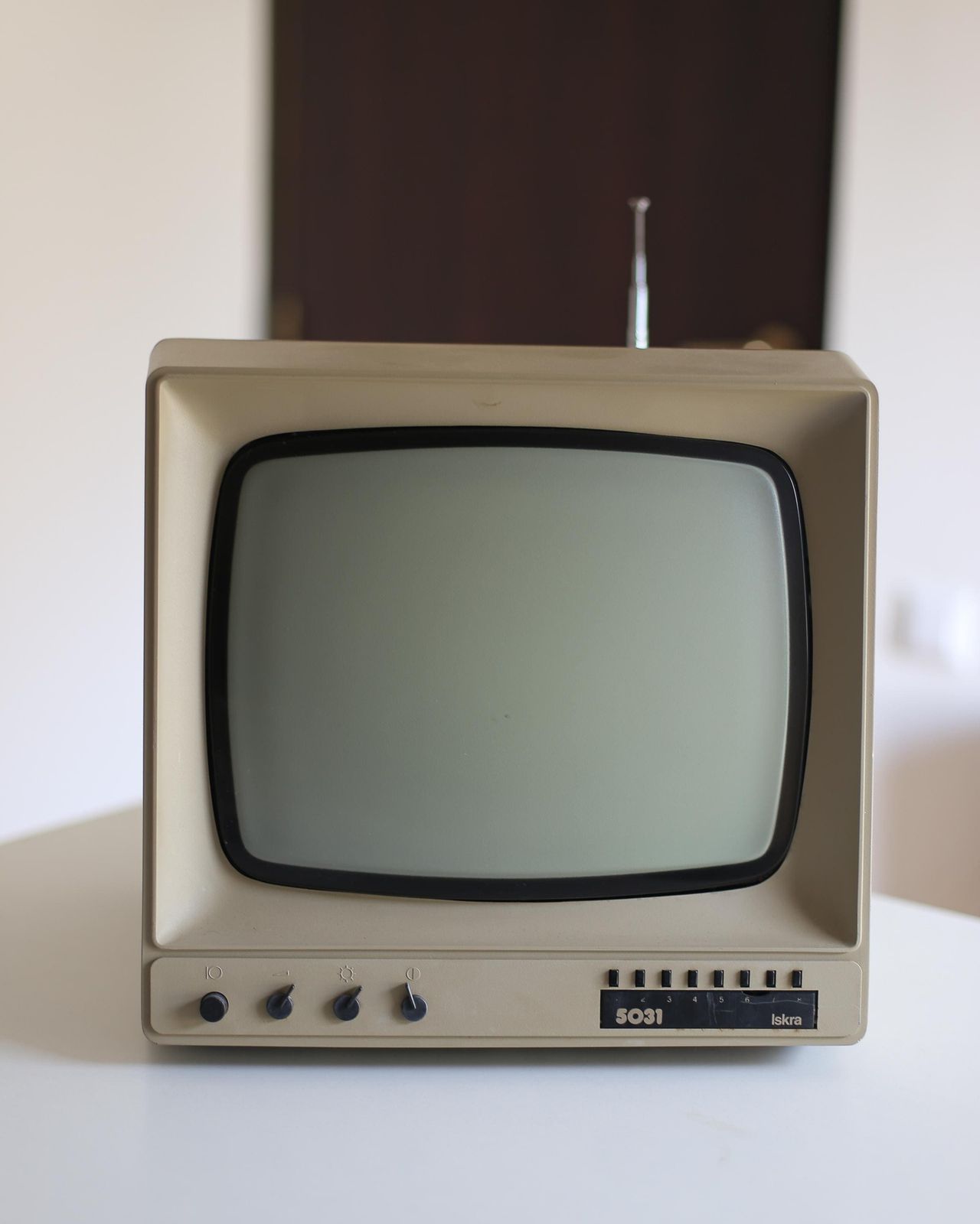 Vintage Iskra Tv 131: 1970s Space Age B&W Television Prop Yugoslavia, Iskra Minirama photo furniture
